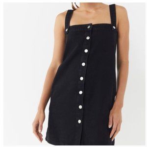 NWT Urban Outfitters Black Overall Style Buttoned Jumper Square Neck Mini Dress